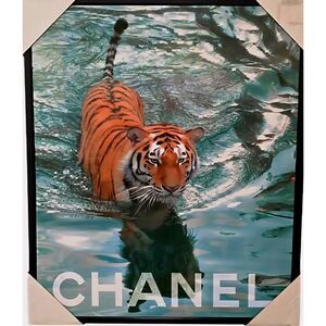 Crystal Luxe Chanel Tiger Framed Wall Decor